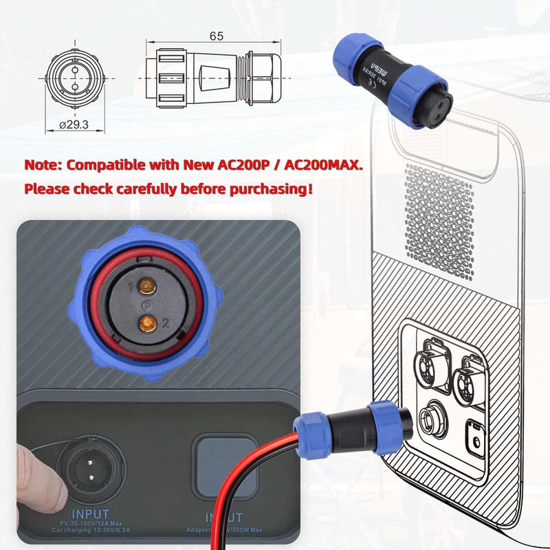 Aviation Plug to Solar Panel Cable, 12AWG 2FT Solar to Aviation Connector 12V... gallery