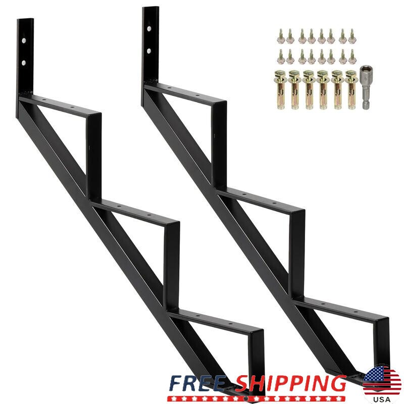 Steel Stair Step Riser 2PC 3 Step Stair Stringers for Deck Steel Stair Stringer gallery