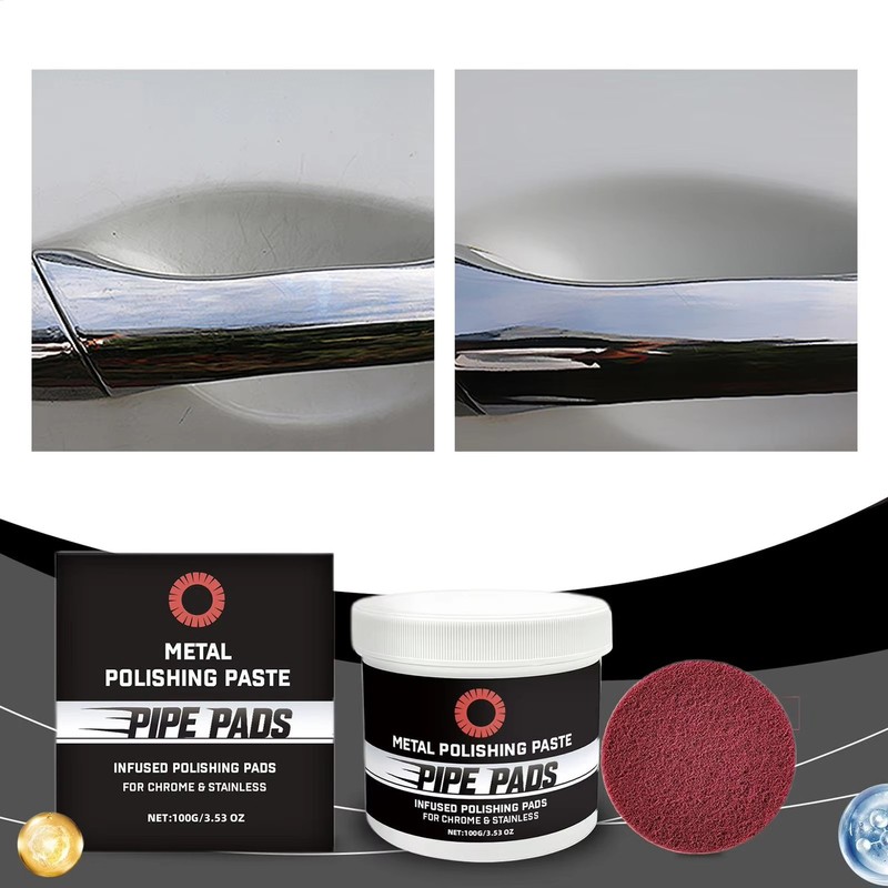 3X Metal Polish Paste Protectant Scratch Remover Pipe Infused Polishing Pads gallery