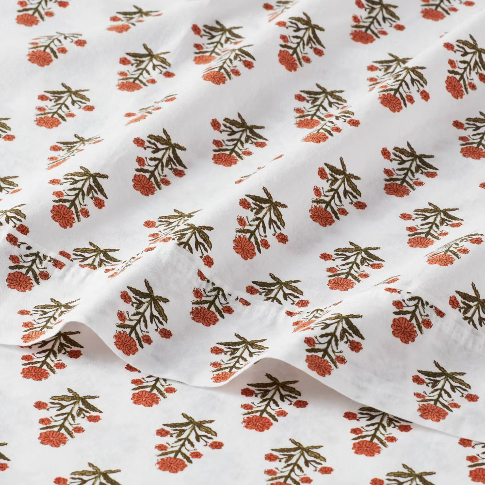Twin/Twin XL 250 Thread Count Organic Percale Sheet Set Mum Flower - gallery