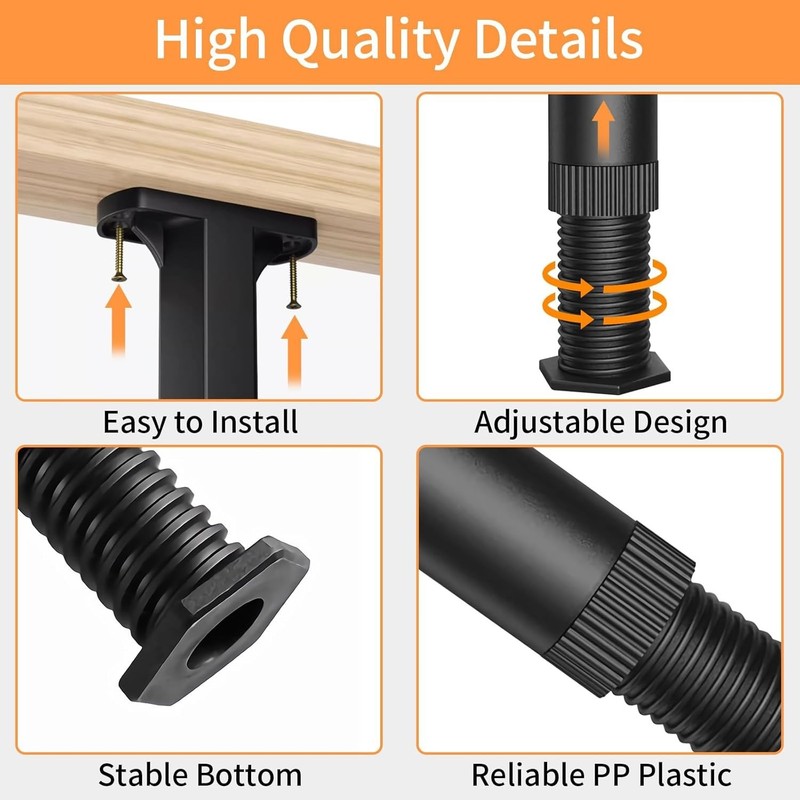 1/8 PCS Adjustable Bed Support Legs Frame Support Legs for King Queen Bed Slats gallery