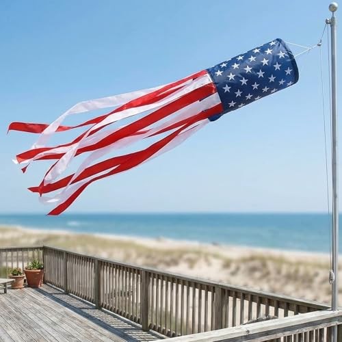 Packs 40 Inch American Flag Windsock - Heavy Duty USA Patriotic Wind Sock for 2 gallery