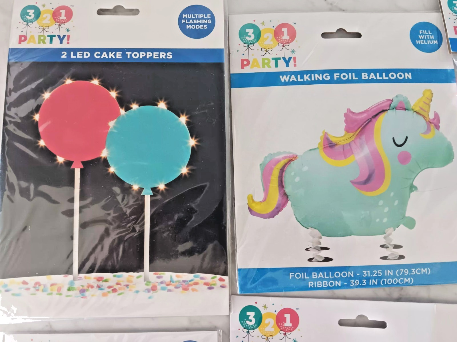 NEW 321 Party! Birthday Balloons LED CAKE TOPPER, HATS, CAKE BANNER, HORNS gallery