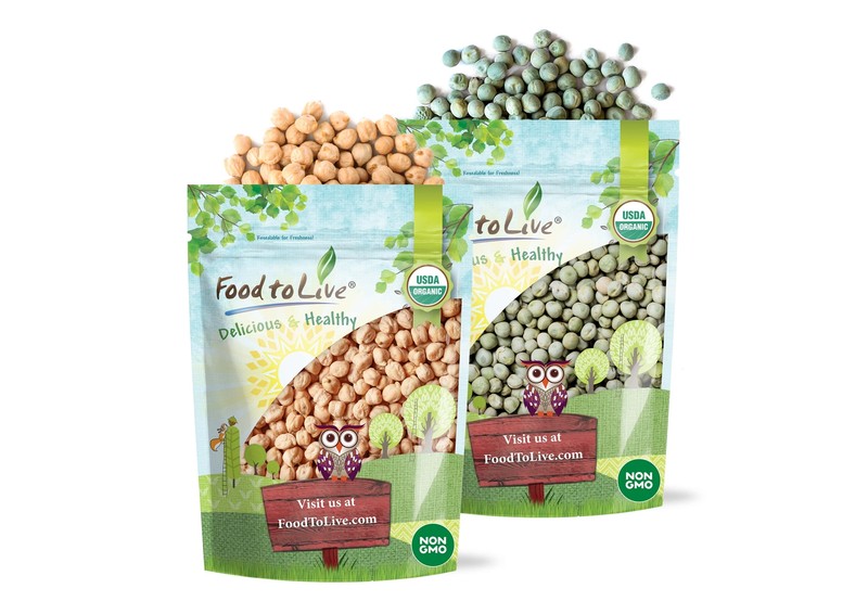 Organic Pulses Bundle, 2 Pack – Chickpeas (5 LB) and Whole Green Peas (5 LB) gallery