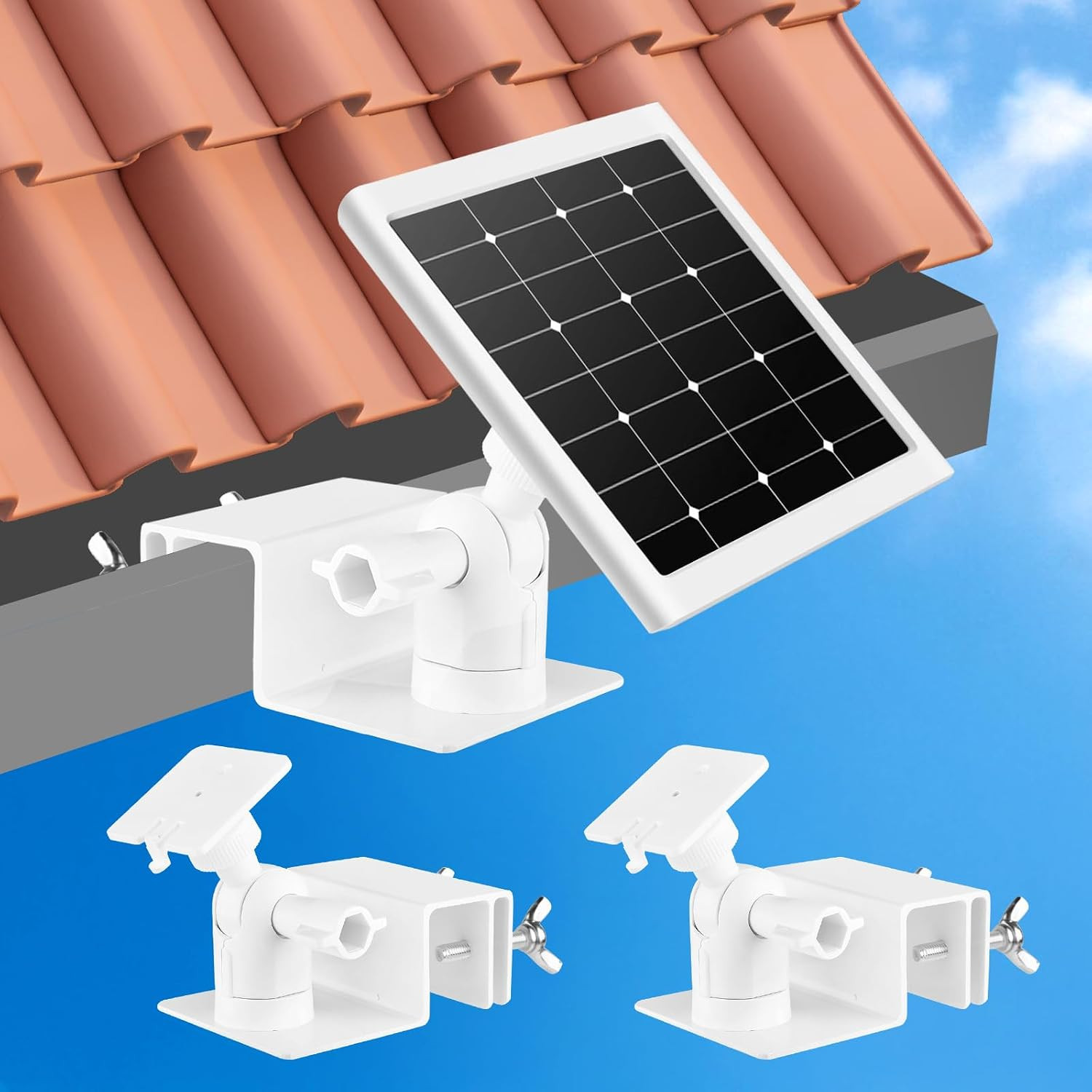 2 Pack Gutter Mount for Ring Solar Panel, 360°Adjustable Universal Weatherproof gallery