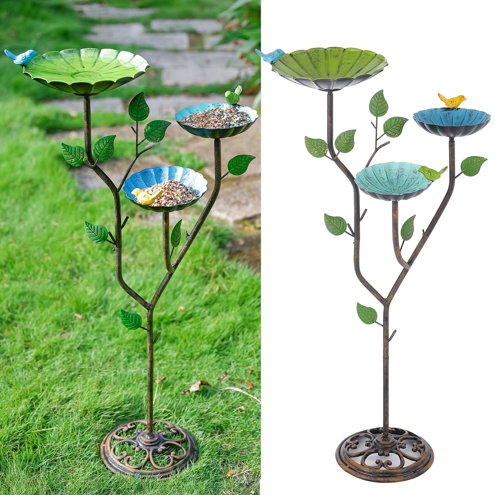 Bird Baths for Outdoors, 37" H Bird Bath for Outside, 3-in-1 Bird Feeders for... gallery