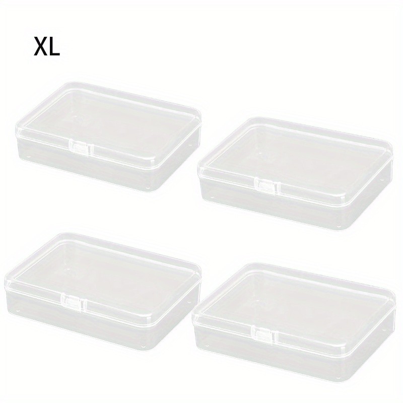 4Pcs Clear Plastic Storage Boxes Small Jewelry Organizer Accessories Space Save