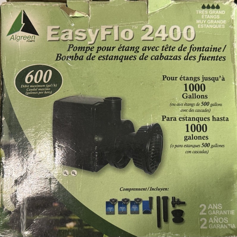 ALGREEN EASYFLO 2400 POND PUMP EITH FOUNTAIN HEADS 600 (GPH) MAXIMUM FLOW gallery