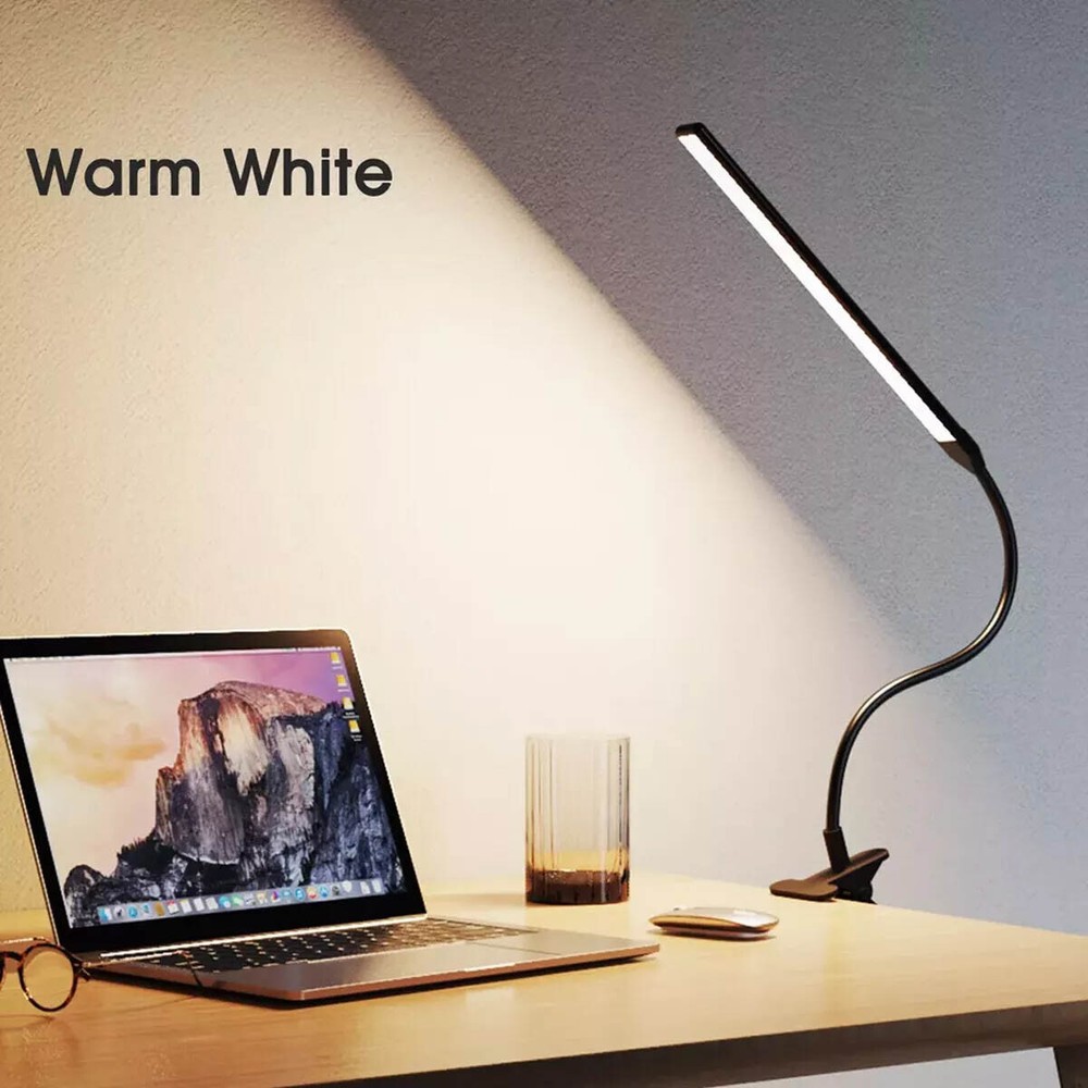 LED Desk lamp with Clamp, Eye-Caring Clip on Lights for Home Office, 3 Modes