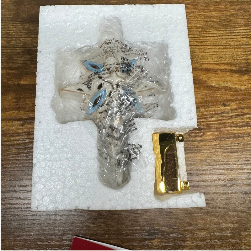 Lenox First Blessing Nativity Lighted Star Porcelain Gold Blue 853742 5in gallery