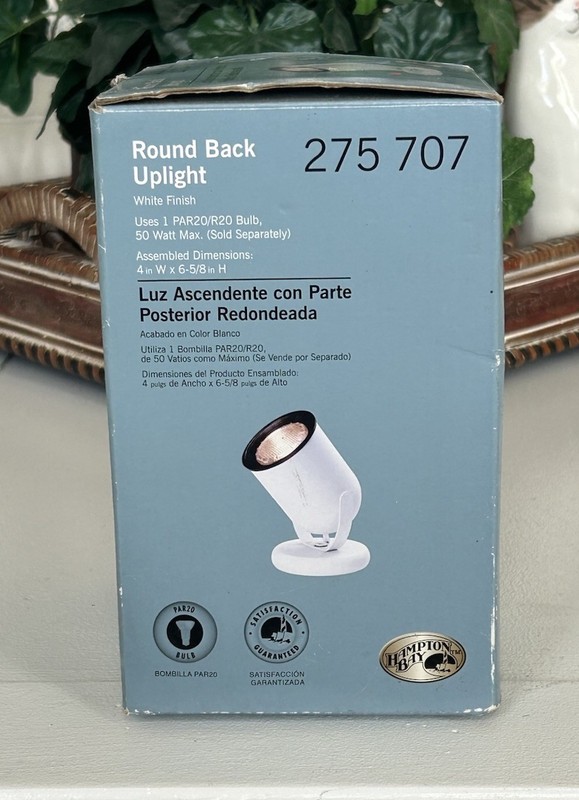 Hampton Bay Round Back Uplight White Finish Accent Spotlight Lamp 275 707 NEW gallery