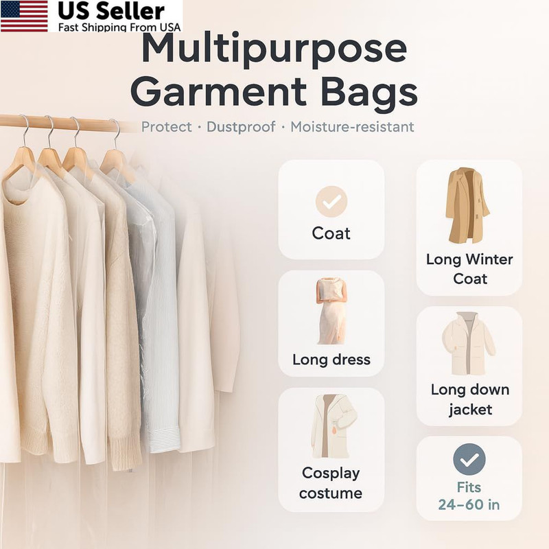40 Pack Clear Plastic Garment Bags - 35.5x23.5" Closet Storage Dust Proof Covers gallery