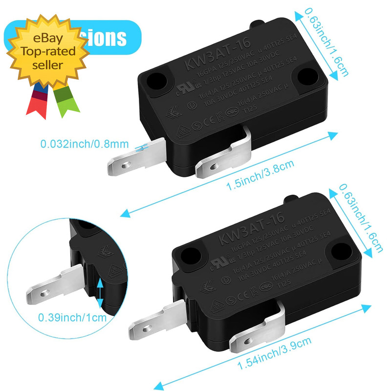 3PCS Microwave Oven Door Switch Replacement Parts 16A 125/250V, Kw3At-16 gallery