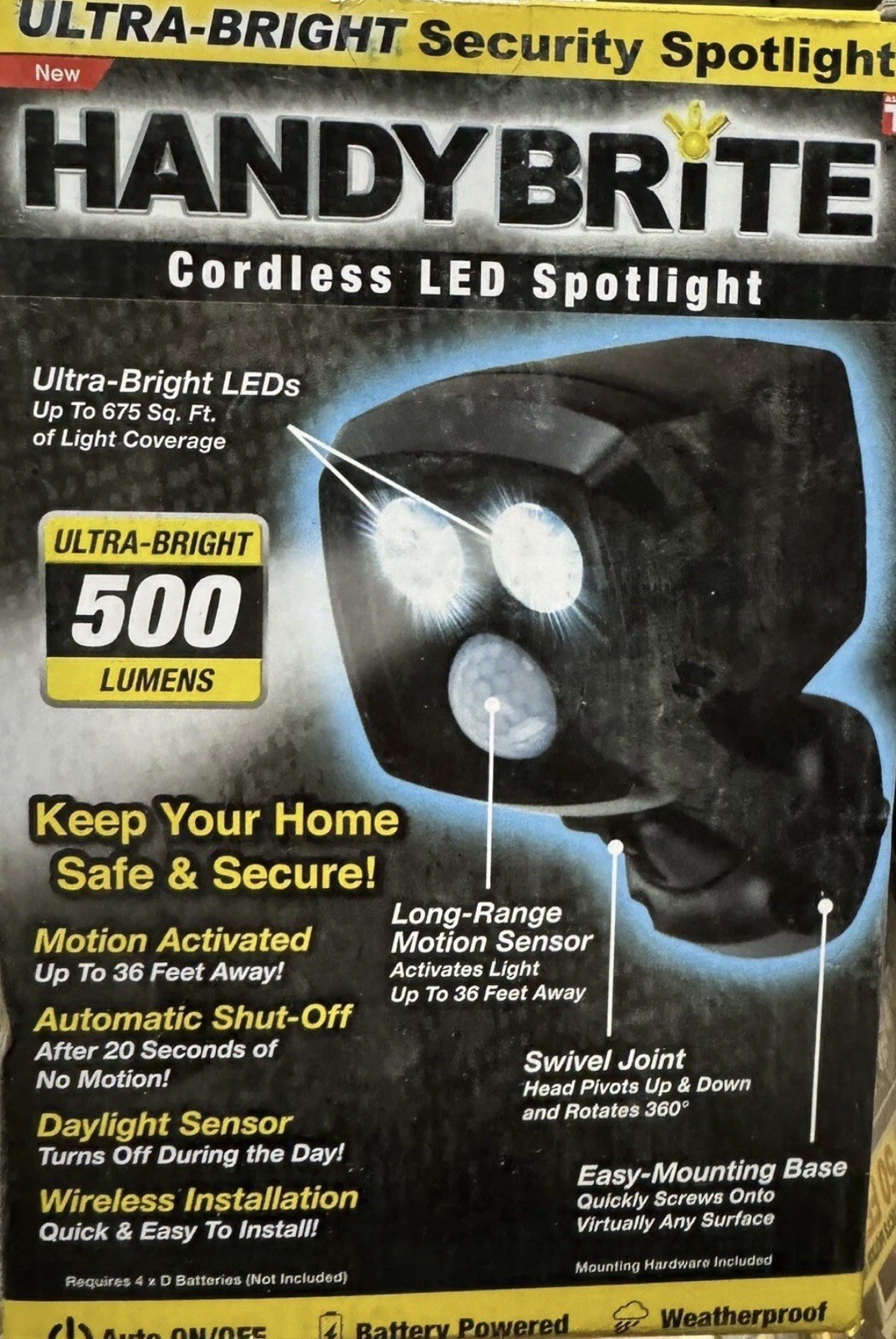 Ontel Handy Brite Cordless Ultra-Bright LED Motion-Activated Security Spotlight gallery