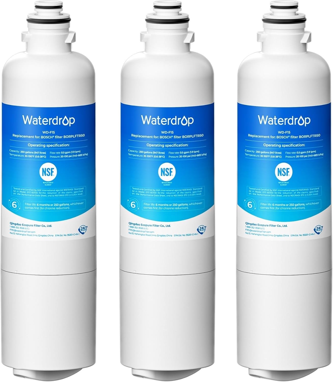Waterdrop Refrigerator Water Filter Replacement for Bosch® Ultra Clarity®, (3) gallery