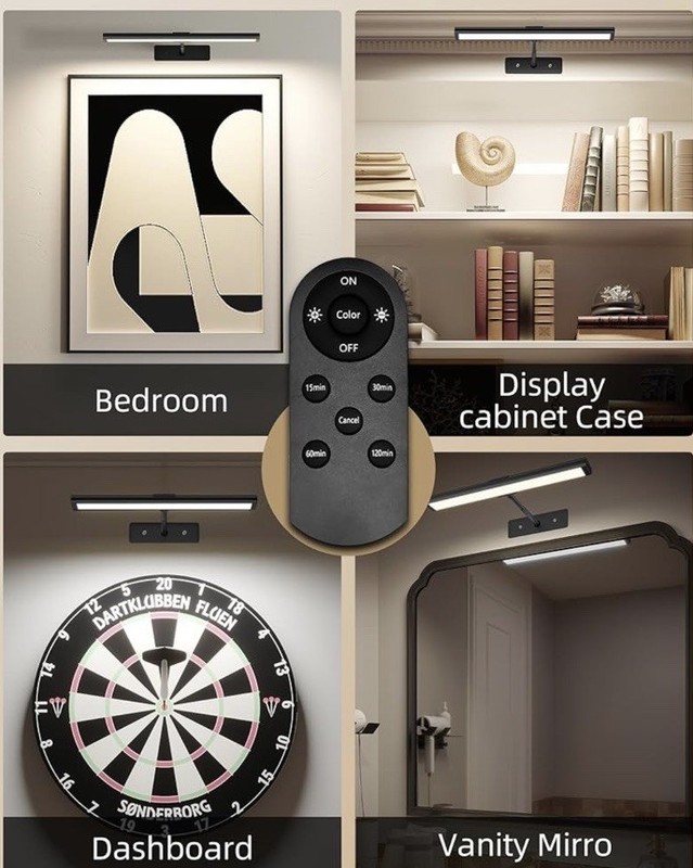 Rechargeable Wireless LED Picture Light W/ Remote Control 3 Color Settings 2Pack gallery