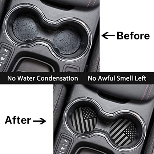 2 Pack Absorbent Car Cup Holder Coasters Ceramic Stone w/ Non Scratch Cork Base gallery