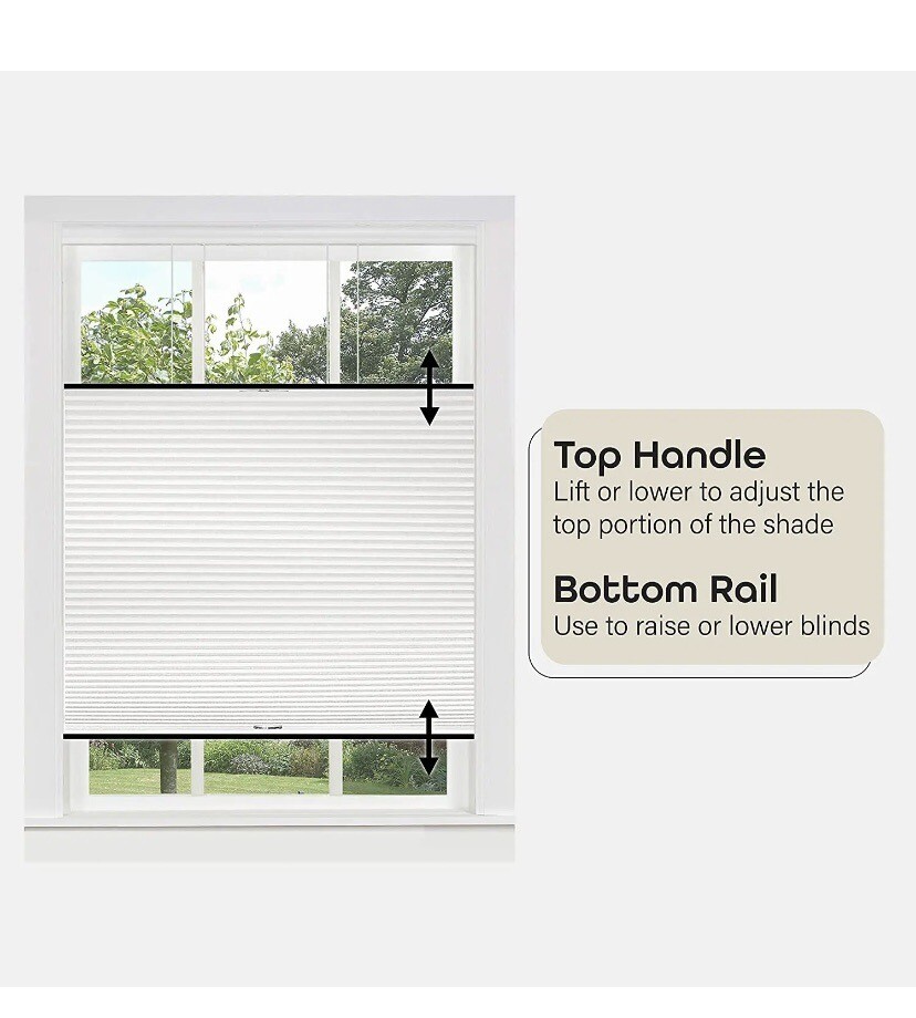 (2) Pair Of Cordless Cellular Pleated Window Shades 30x64 White gallery
