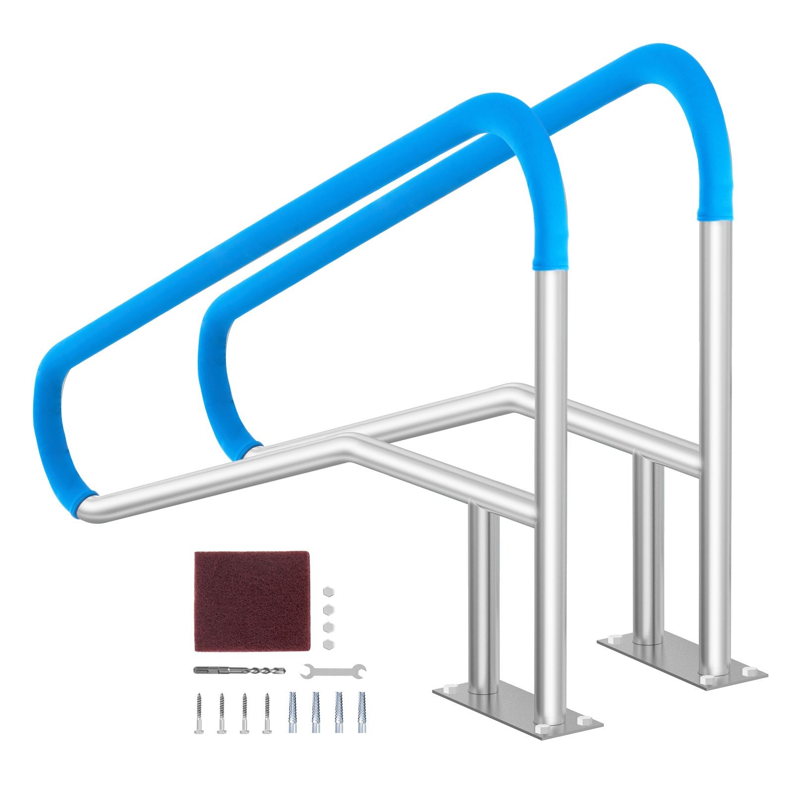 Stainless Steel Pool Railing – 2-Piece, 55"x32", 220lb Capacity, Non-Slip Grip gallery