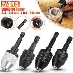2/4x 1/4″Hex Shank Keyless Chuck Adapter Drill Bit Quick Change Driver Converter