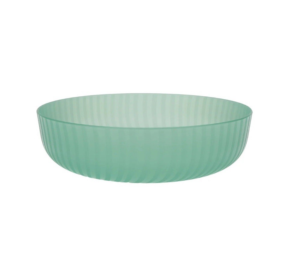 Set of 4 | MAINSTAYS Plastic 42oz Dinner Bowls, Round Swirl Translucent • Green gallery
