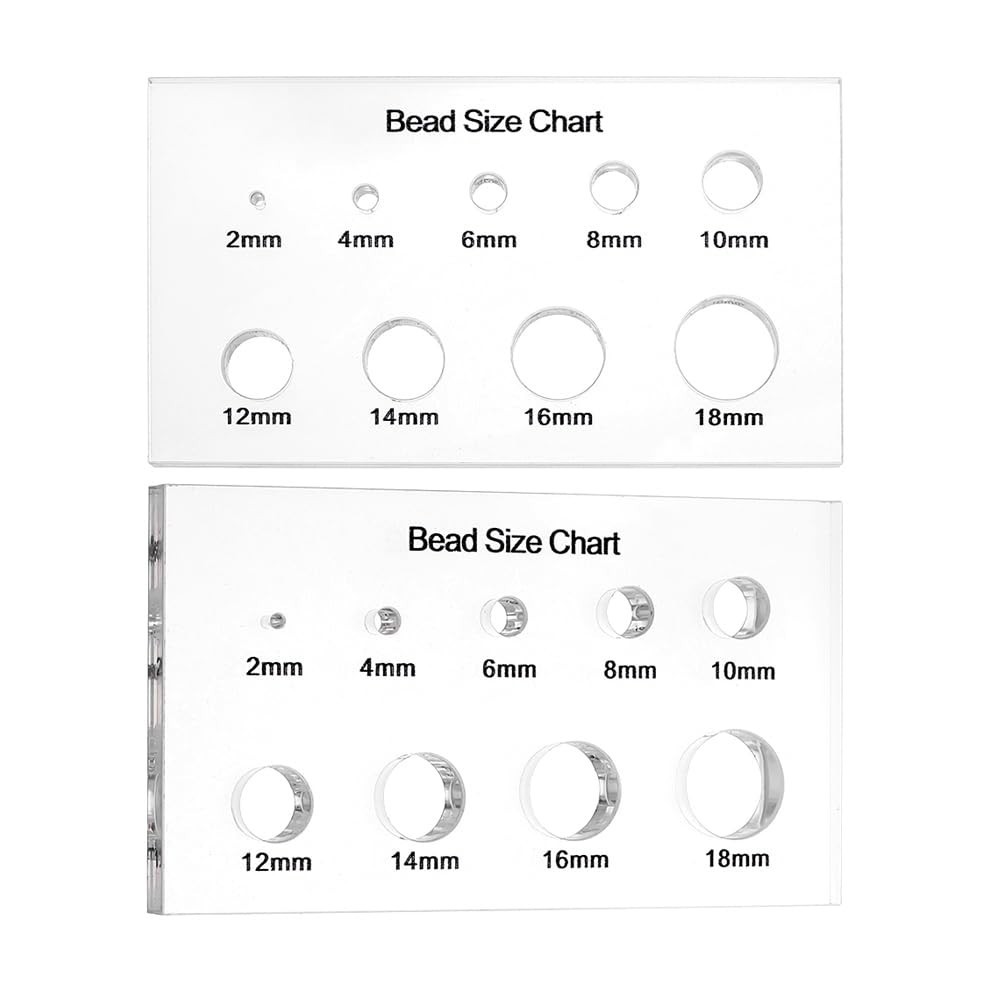 2Pcs Bead Measuring Ruler Acrylic Measuring Tool Bead Size Chart Board Clear Cir gallery