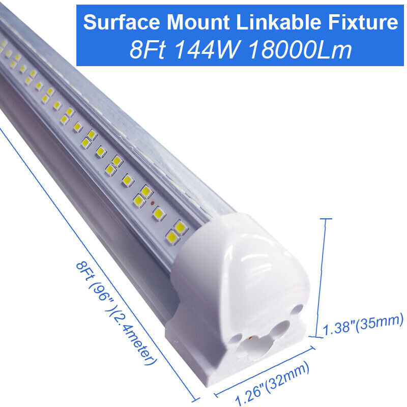 12PACK 8FT LED Tube Lights Fixture Linkable LED Shop Light 144W 8 Foot LED Bulbs gallery