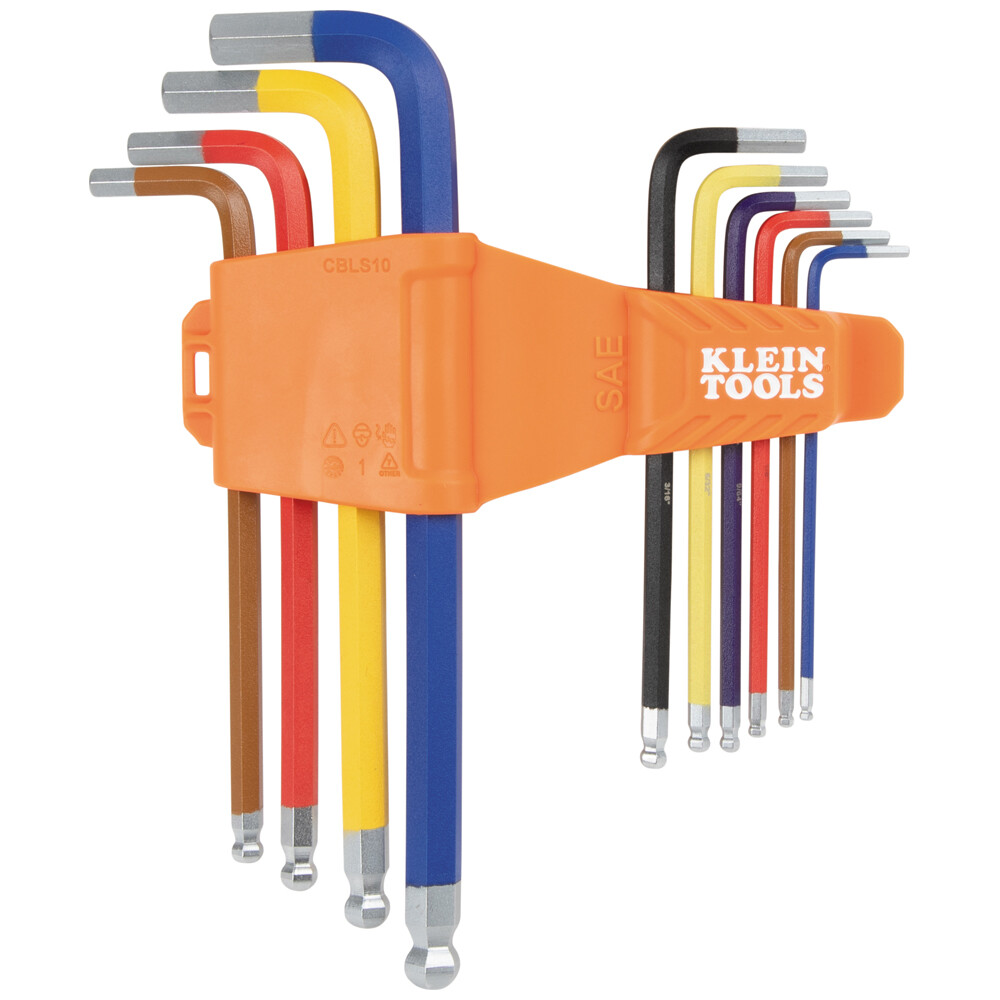 Klein Tools CBLS10 Powder Coated Long Ball-End Hex Key Set, SAE, 10 Pc. gallery