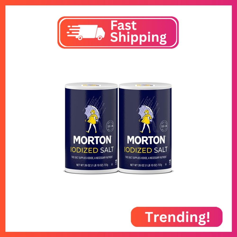 Morton Iodized Salt, All-Purpose, (26 oz), 2-Pack - All-Purpose, Perfect for Coo