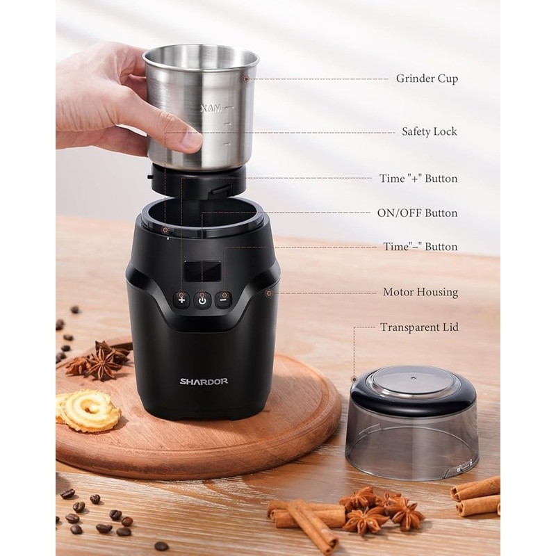 Smart Coffee Grinder Adjustable Silent Stainless Steel Removable Cup 63dB New gallery