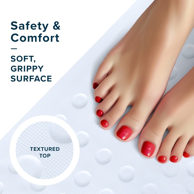 Medium Rubber Bath Safety Mat by SlipX Solutions: White In-Tub Suction Cup Mat gallery