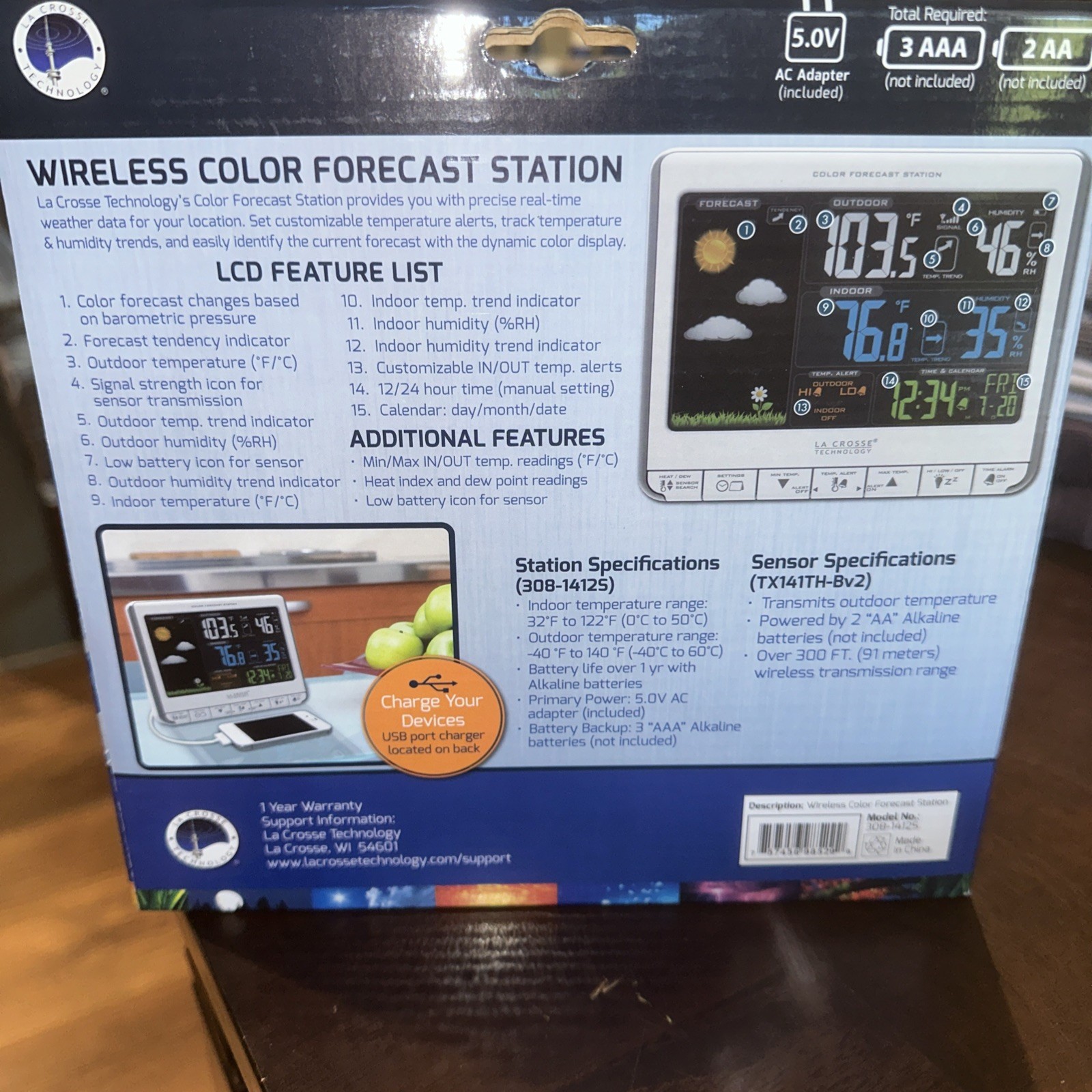 LA Crosse Technology 308-1412S Wireless Color Forecast Weather Station New gallery