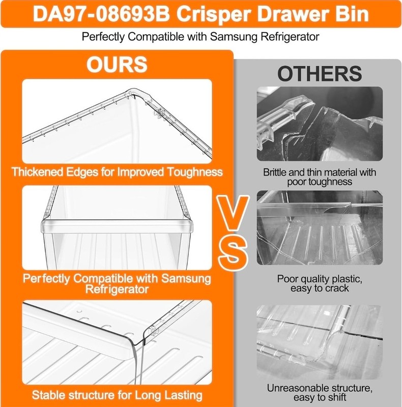 Upgraded DA97-08693B Refrigerator Crisper Drawer Compatible with Samsung Fridge gallery