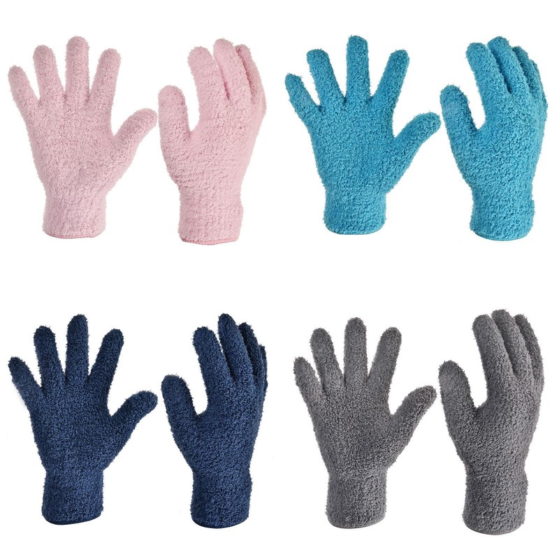 4 Pairs Dusting Cleaning Gloves Microfiber Mittens for Home Window 4 Colors gallery