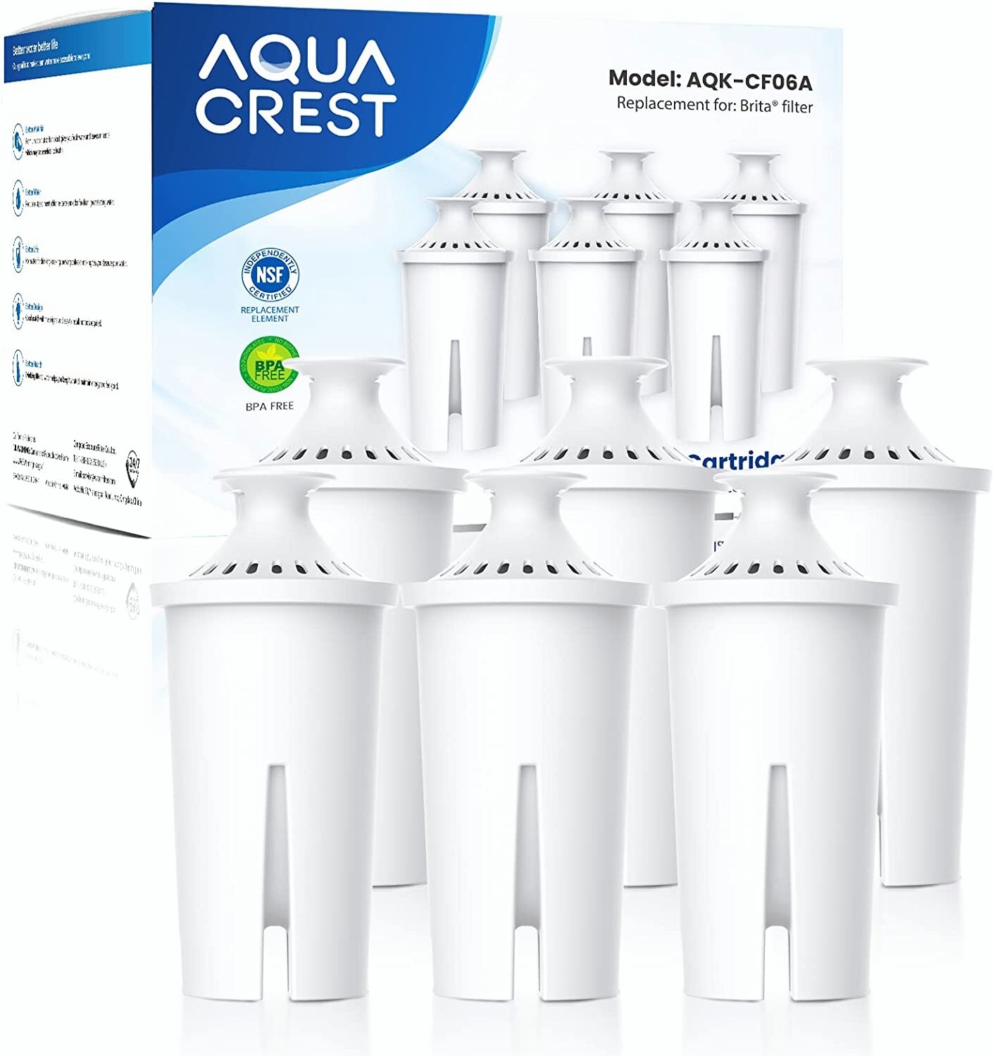 AQUA CREST Replacement for Brita® Water Filter, Pitchers and Dispensers,Classic gallery