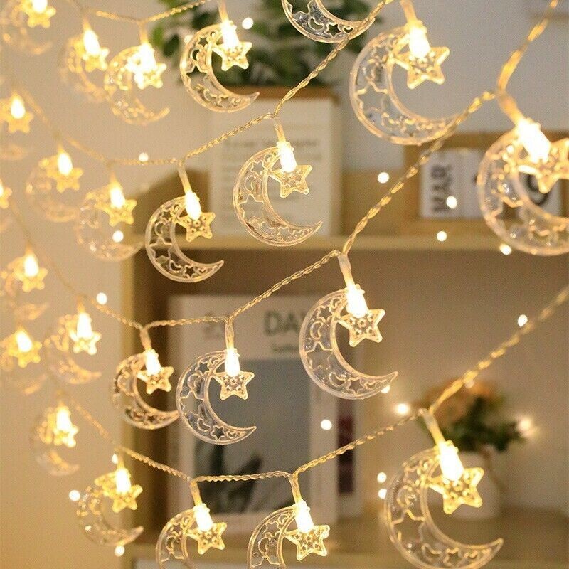 Moon Star String 30 Led 15FT Warm Lights Fairy Ramadan, Xmas, Wedding Decoration gallery