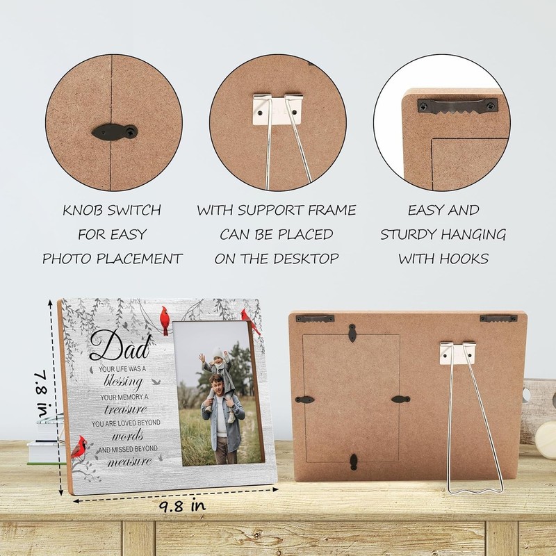 Father Memorial Picture Frame - In Loving Memory of Dad - Wooden Sympathy Gift f gallery