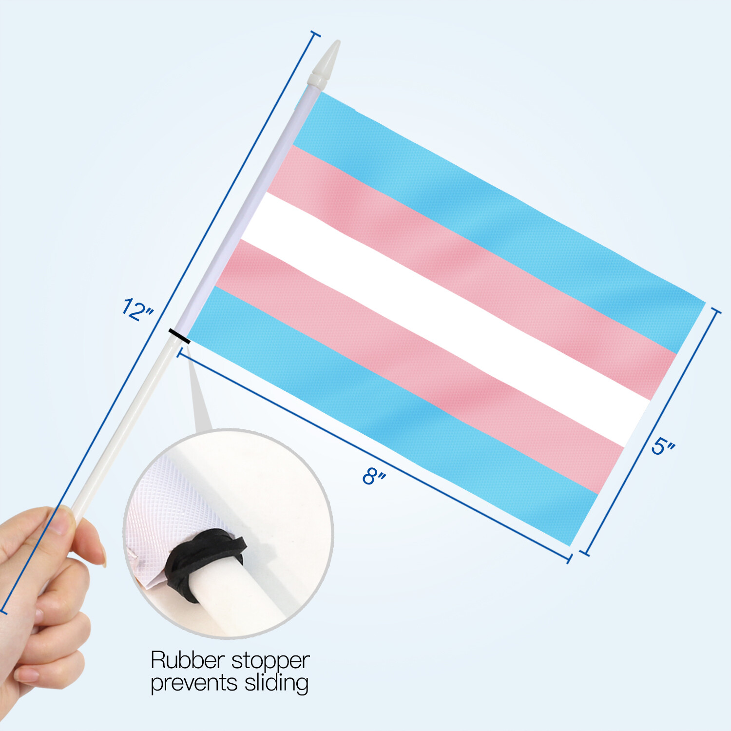 Anley 12 Pack Transgender Stick Flag 5x8 inch HandHeld Mini Flag gallery