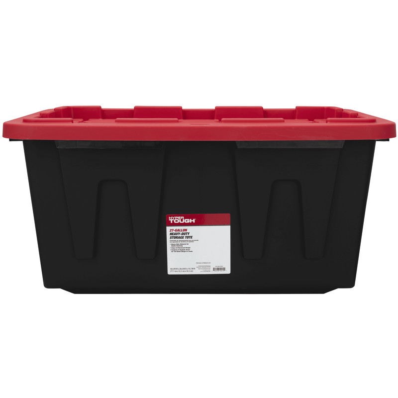 Hyper Tough 27 Gallon Storage Bin 4 Pack Snap Lid Black Red Heavy Duty gallery