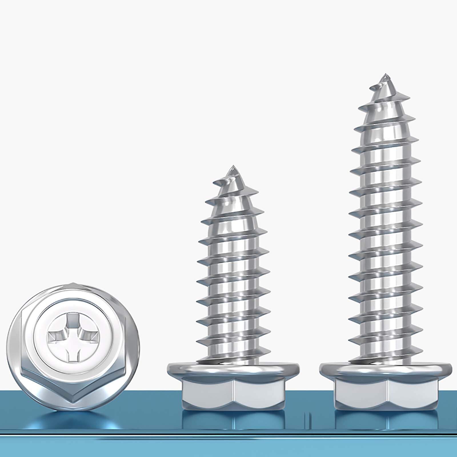 Flanged Self Tapping Screws Stainless Steel Hexagon Hex Head Tappers M3 M4 - M10 gallery