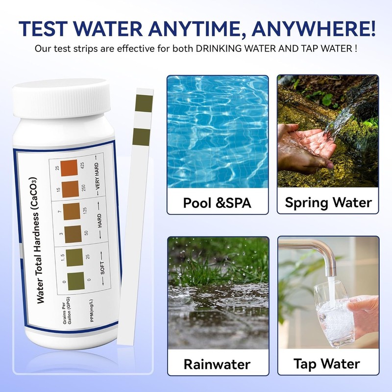 Water Hardness Test Kit - Quick and Accurate Water Hardness Test Strips - Hard gallery