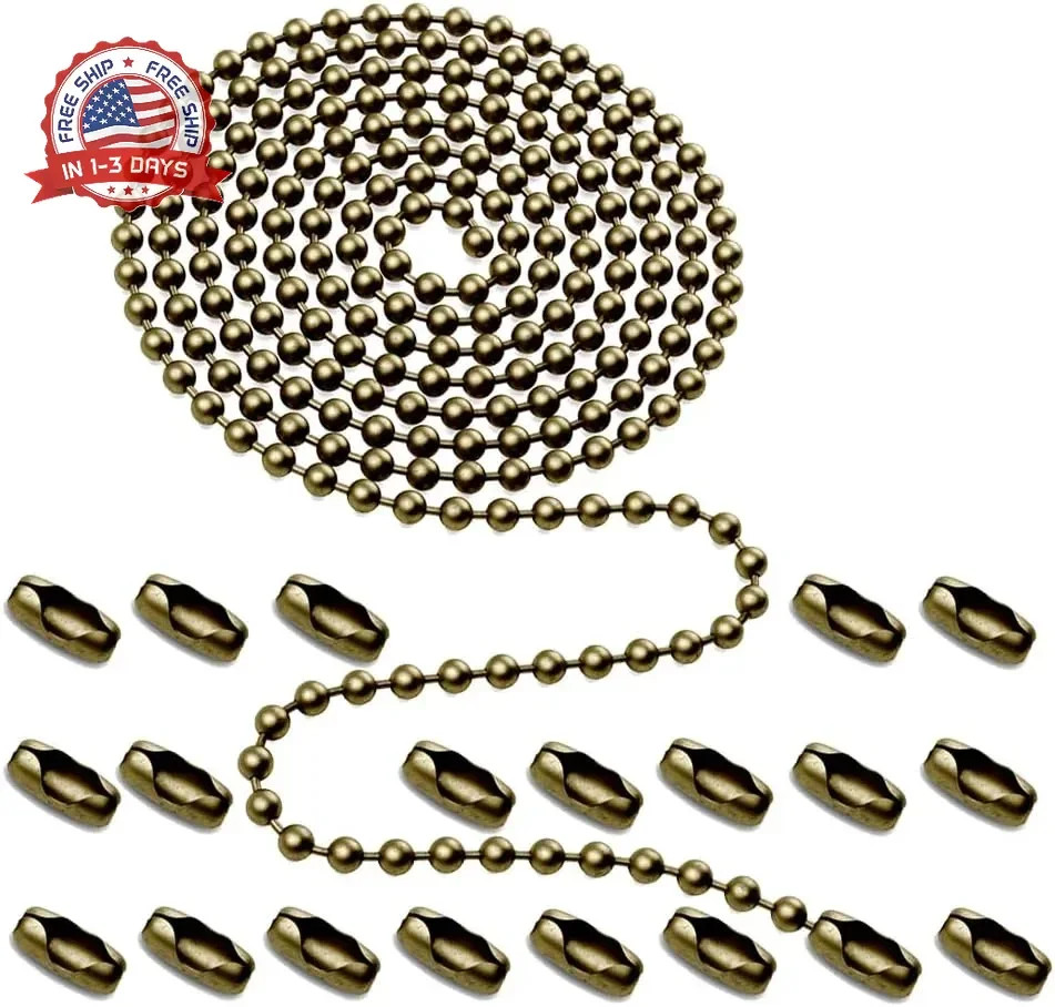 Ceiling Fan Pull Chain, 160" Rustproof 3mm Beaded Ball Pull Chain Extension with