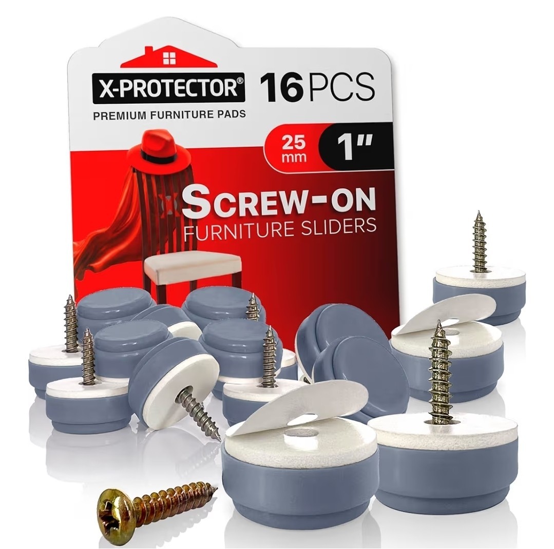 Chair Glides X-Protector – 1" -16 Pcs Screw-on Premium Chair Furniture Gliders gallery
