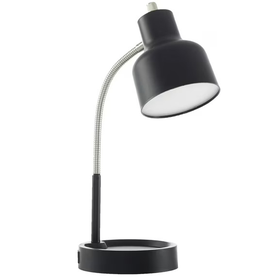 Mainstays LED Desk Lamp with Catch-All Base & AC Outlet, Matte Black gallery
