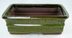 Rectangular Bonsai, Cactus & Succulent Pot 10″x 8″x 3.25″ + Mesh – Moss Green