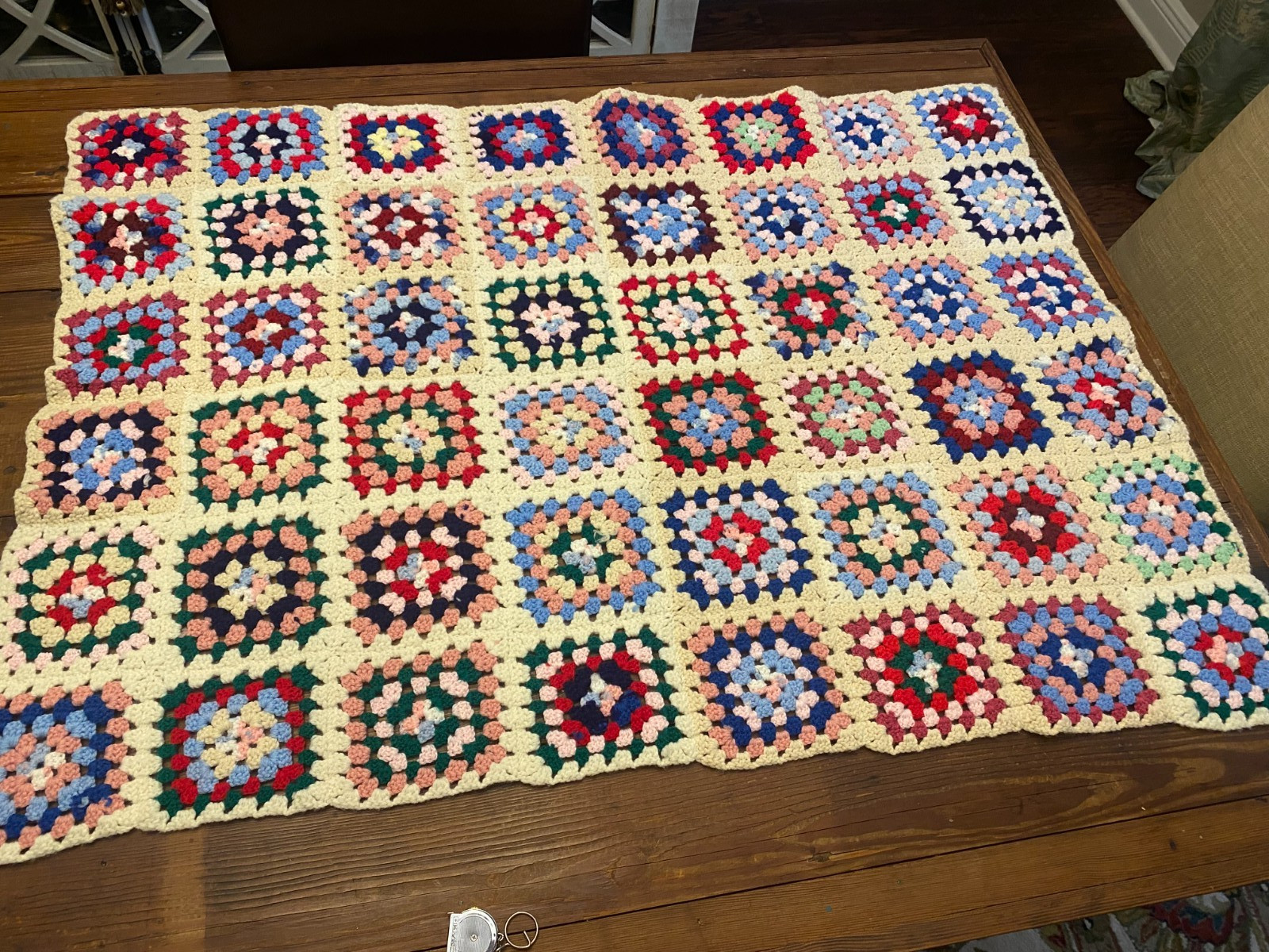 EUC Child or Lap Size Multicolor Afghan 33X44 gallery
