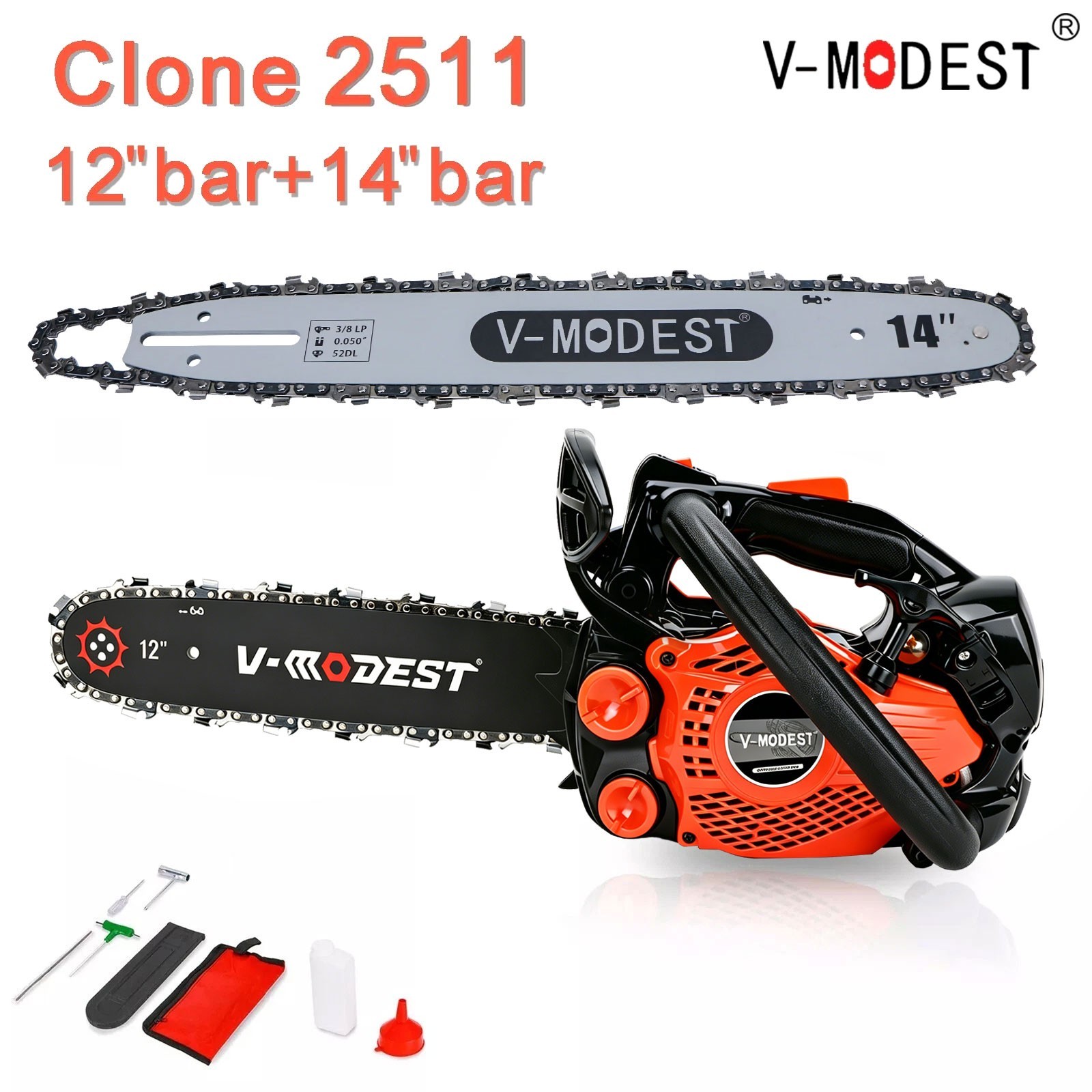 V-MODEST 2511 12"&14" Bar Compact Top Handle Gas Chainsaw 25CC Climbing Saw gallery