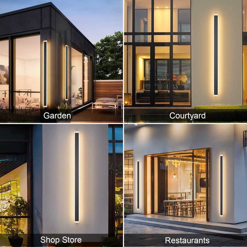 Porch Wall Lights 59inch Long Strip Modern Outdoor Wall Light Fixture, Black ... gallery