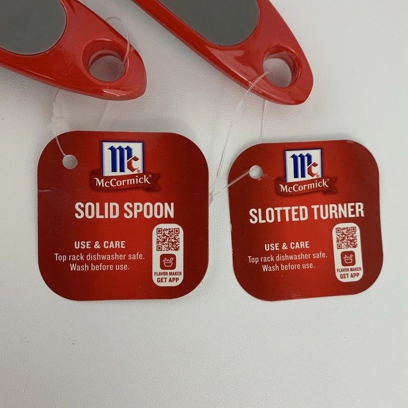 McCormick Red Melamine Solid Spoon & Slotted Turner Cooking Utensils Set of 2 gallery