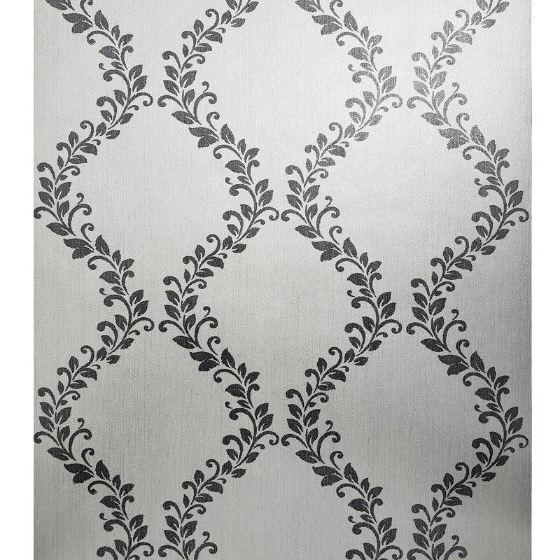 Glitter Embossed Victorian Wallpaper White Silver Gray metallic floral Damask 3D gallery
